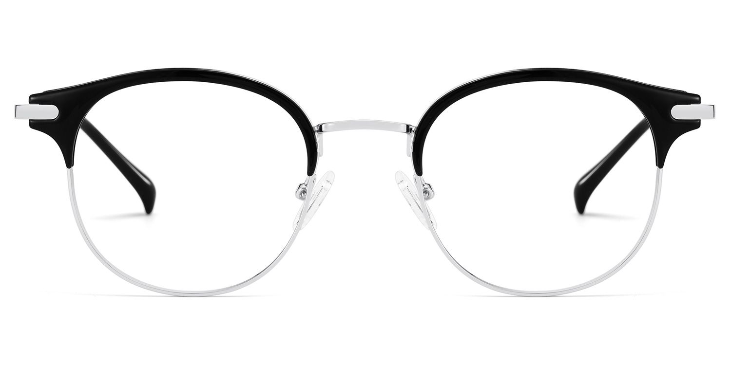 Elke Silber Browline Gemischte-Materialien Brille0