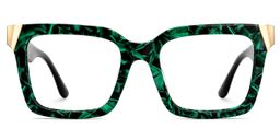 Babara Blumenmuster-Grün Quadratisch Brille0