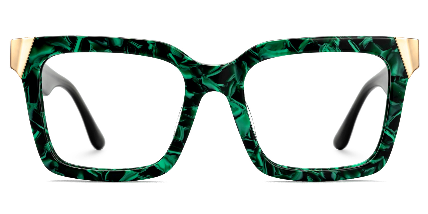 Babara Blumenmuster-Grün Quadratisch Brille