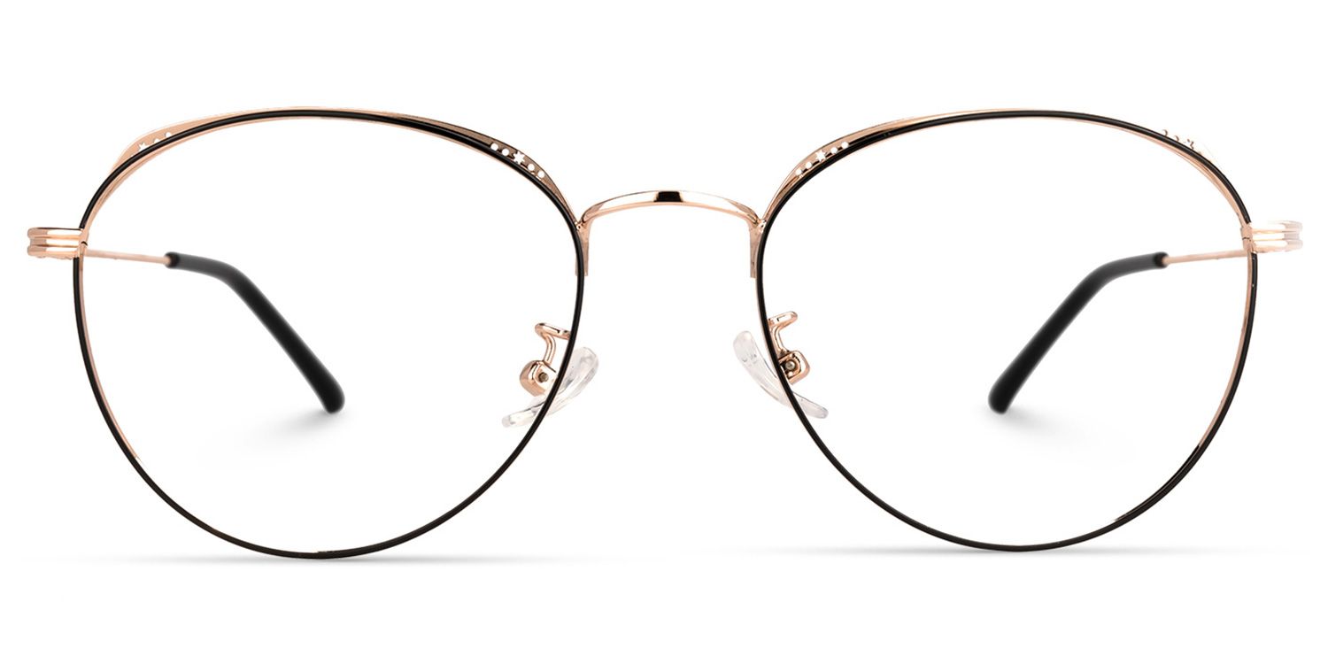 Madge Schwarz-Gold Rund Brille0