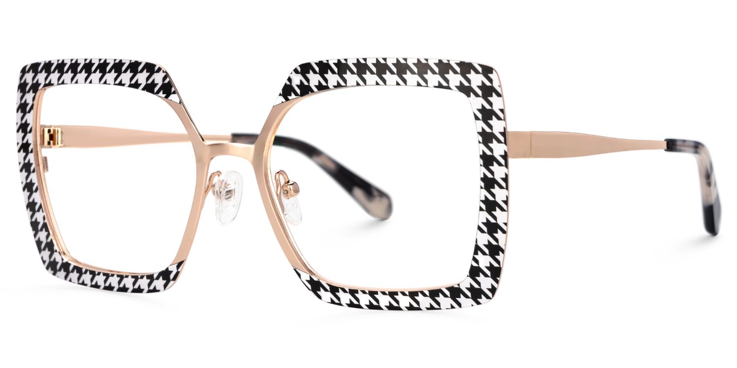 Sharron Blumendruck Quadratisch Metall Brille1