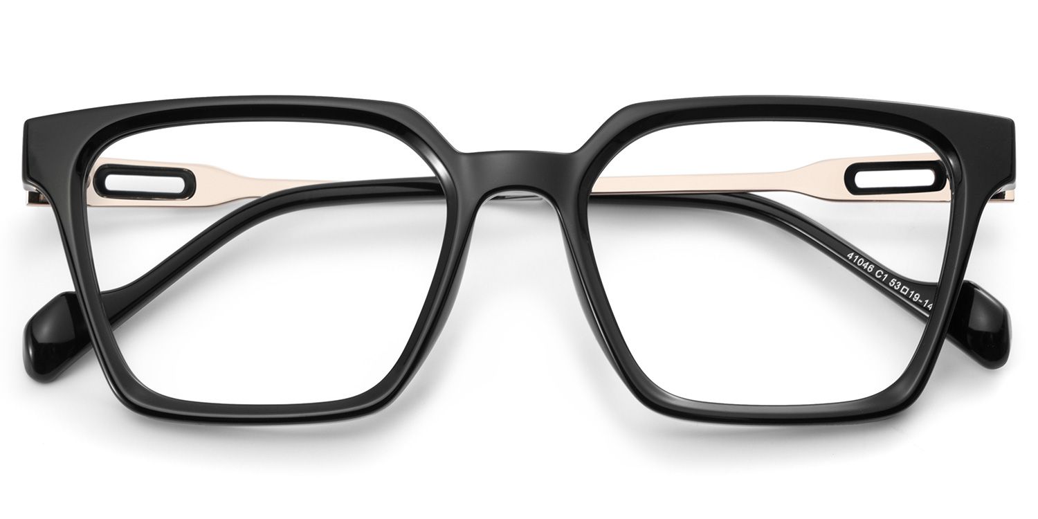 Mabel Schwarz Quadratisch Gemischte-Materialien Brille1