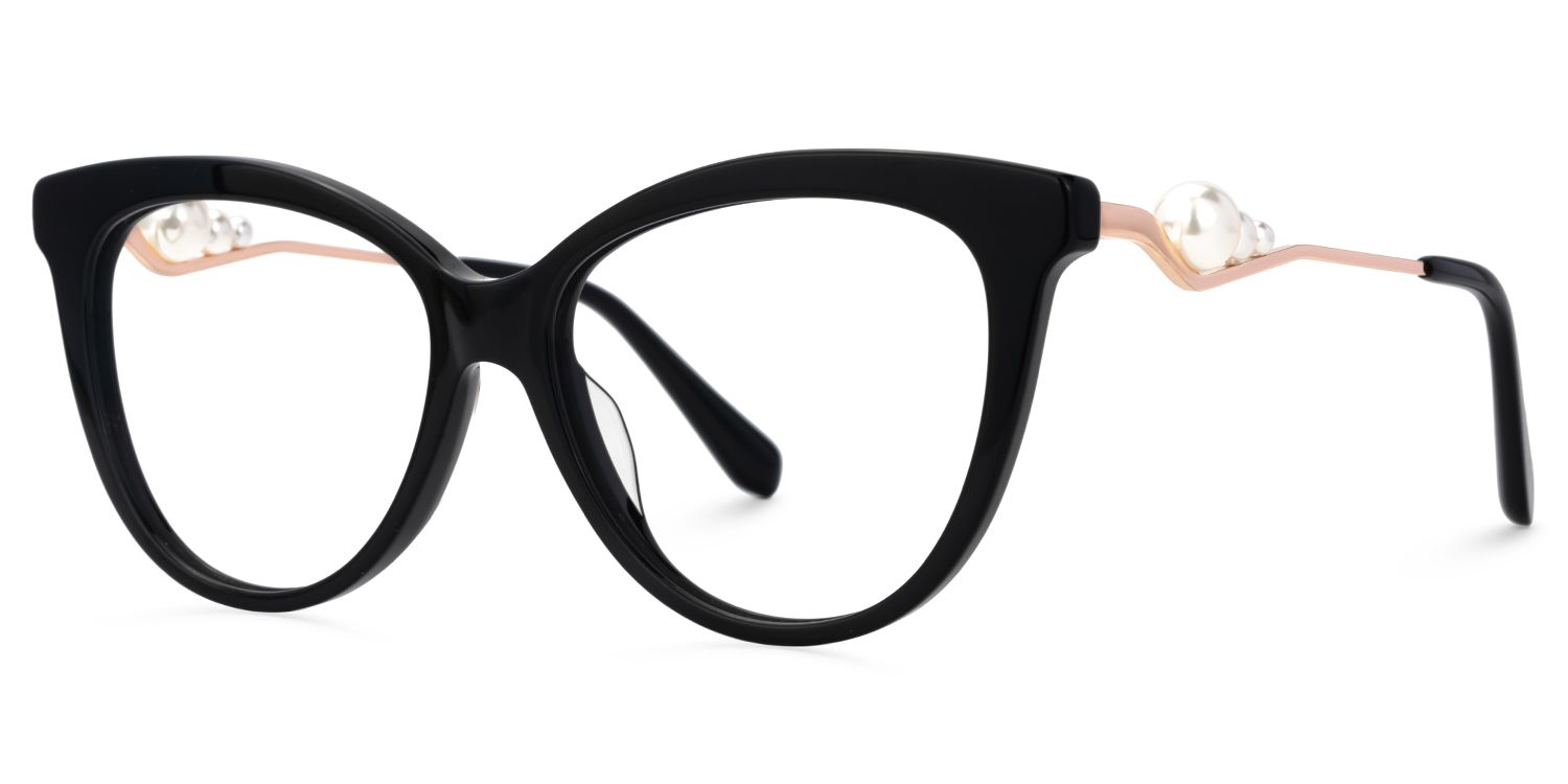 Sherrie Schwarz Cateye Gemischte-Materialien Brille3