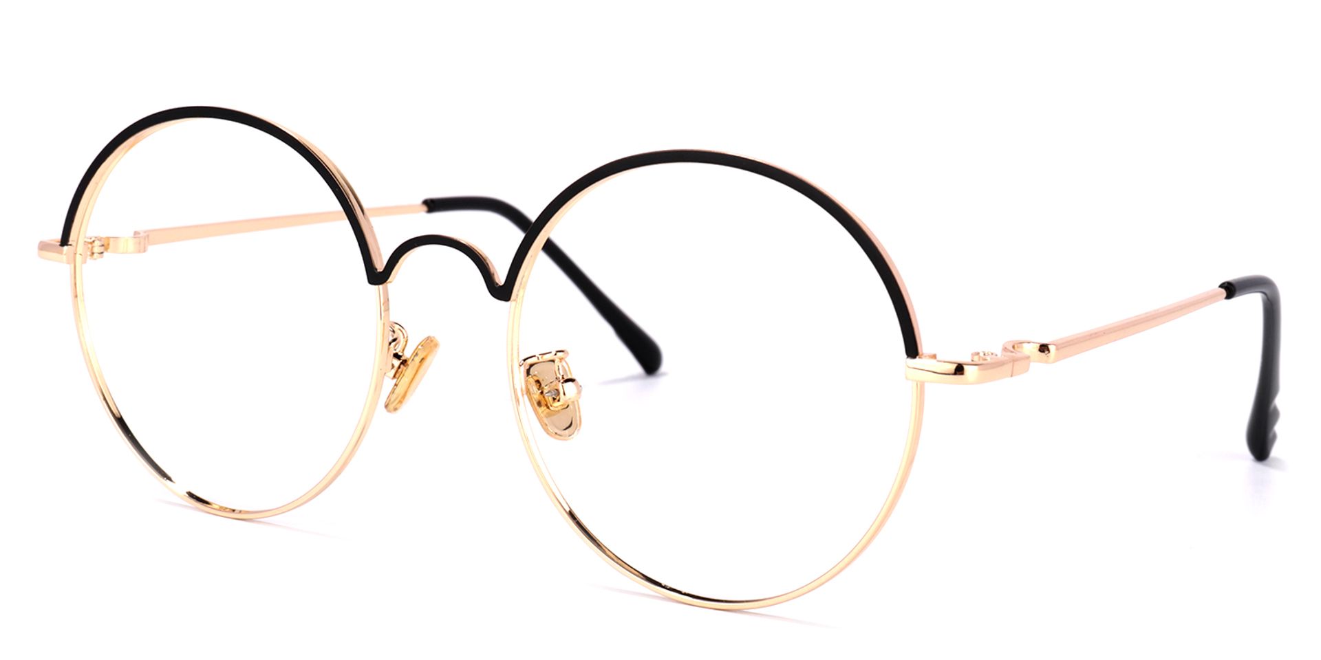 Beverly Schwarz-Gold Rund Brille1