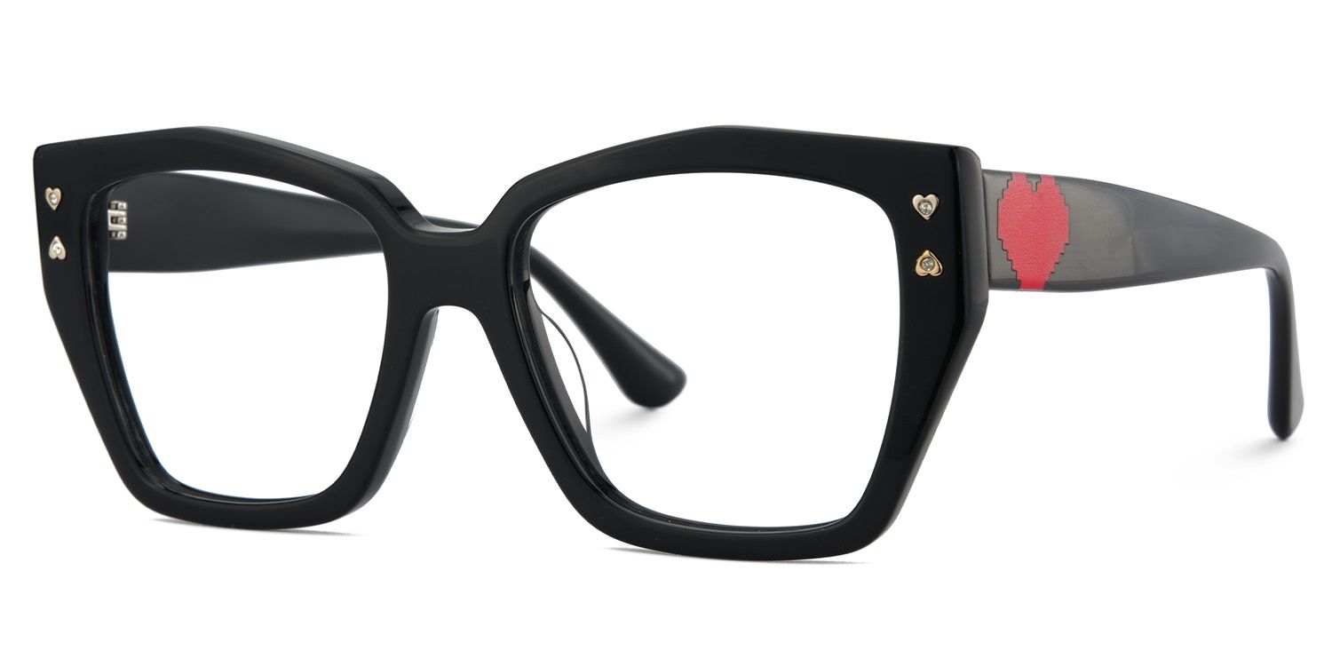 Jemia Schwarz Schmetterling Acetat Brille3