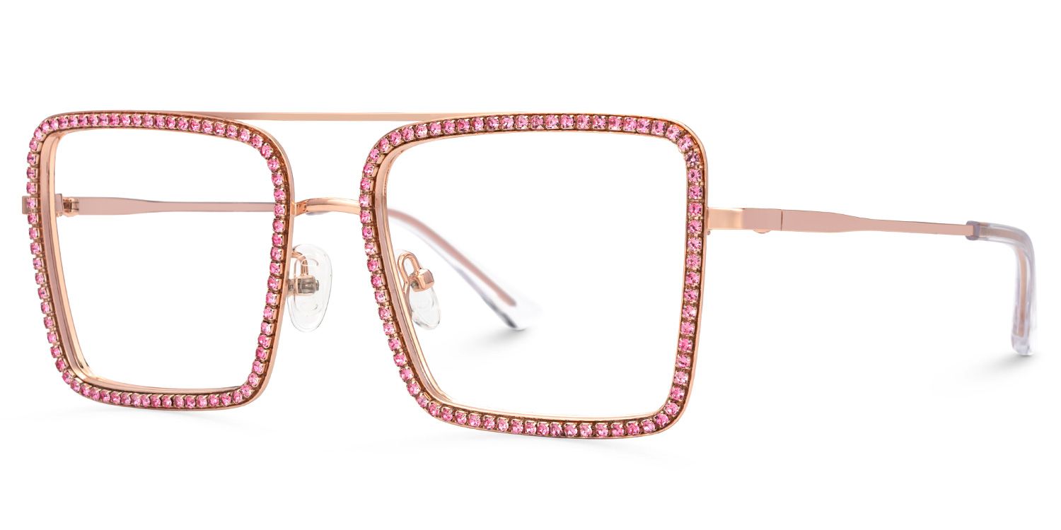 Diva Rosa-Gold Quadratisch Metall Brille2
