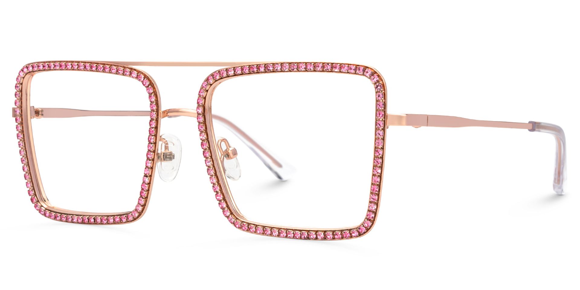Diva Rosa-Gold Quadratisch Metall Brille2