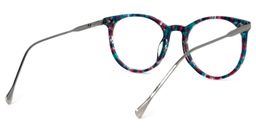 Lenid Blumendruck-Blau Rund Brille3