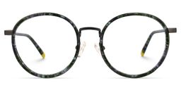 Emmanuel Blumendruck-Dunkelgrün Rund Brille0