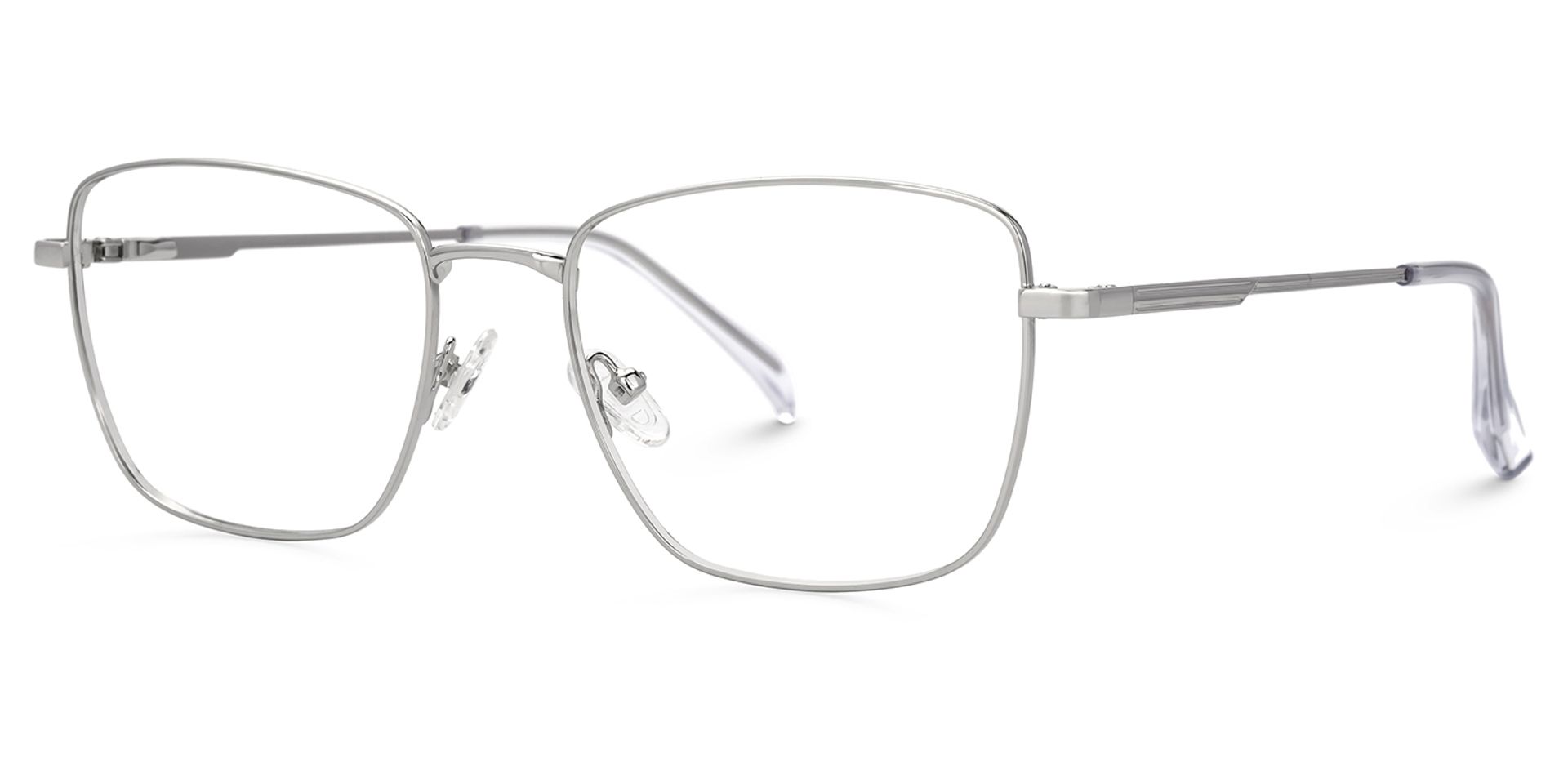 Oduntan Silber Rechteckig Metall Brille1