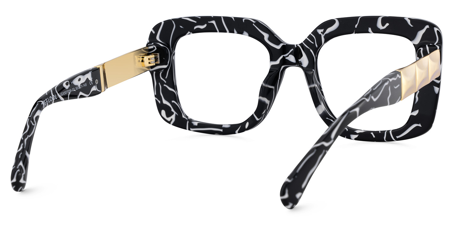 Yary Schwarz-Blumendruck Quadratisch Brille3