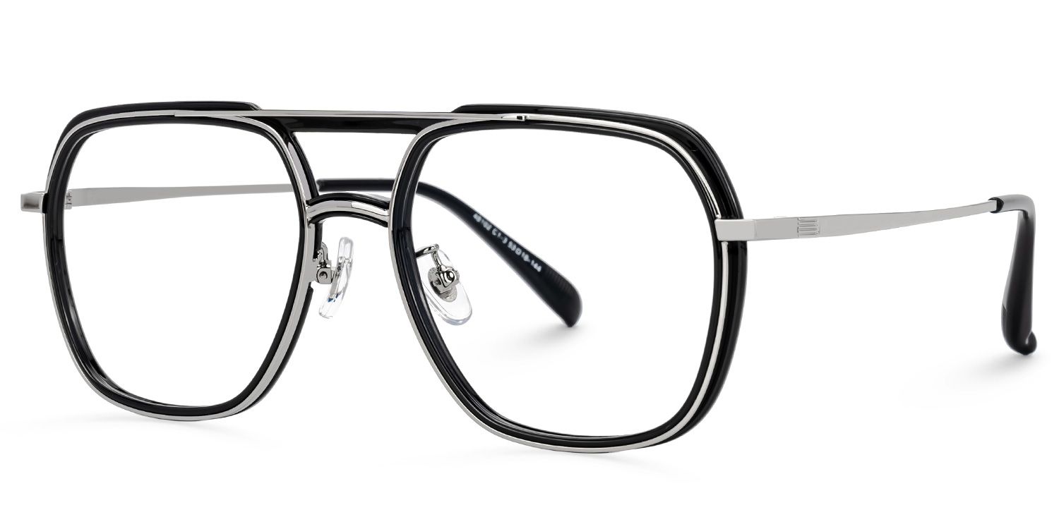 Rickey Schwarz Pilot Gemischte Materialien Brille1