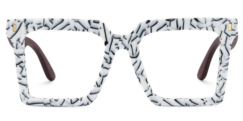 Pierre Weiß-Blumendruck Quadratisch Brille