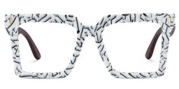 Pierre Weiß-Blumendruck Quadratisch Brille0
