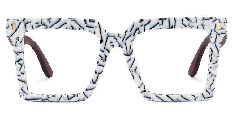 Pierre Weiß-Blumendruck Quadratisch Brille