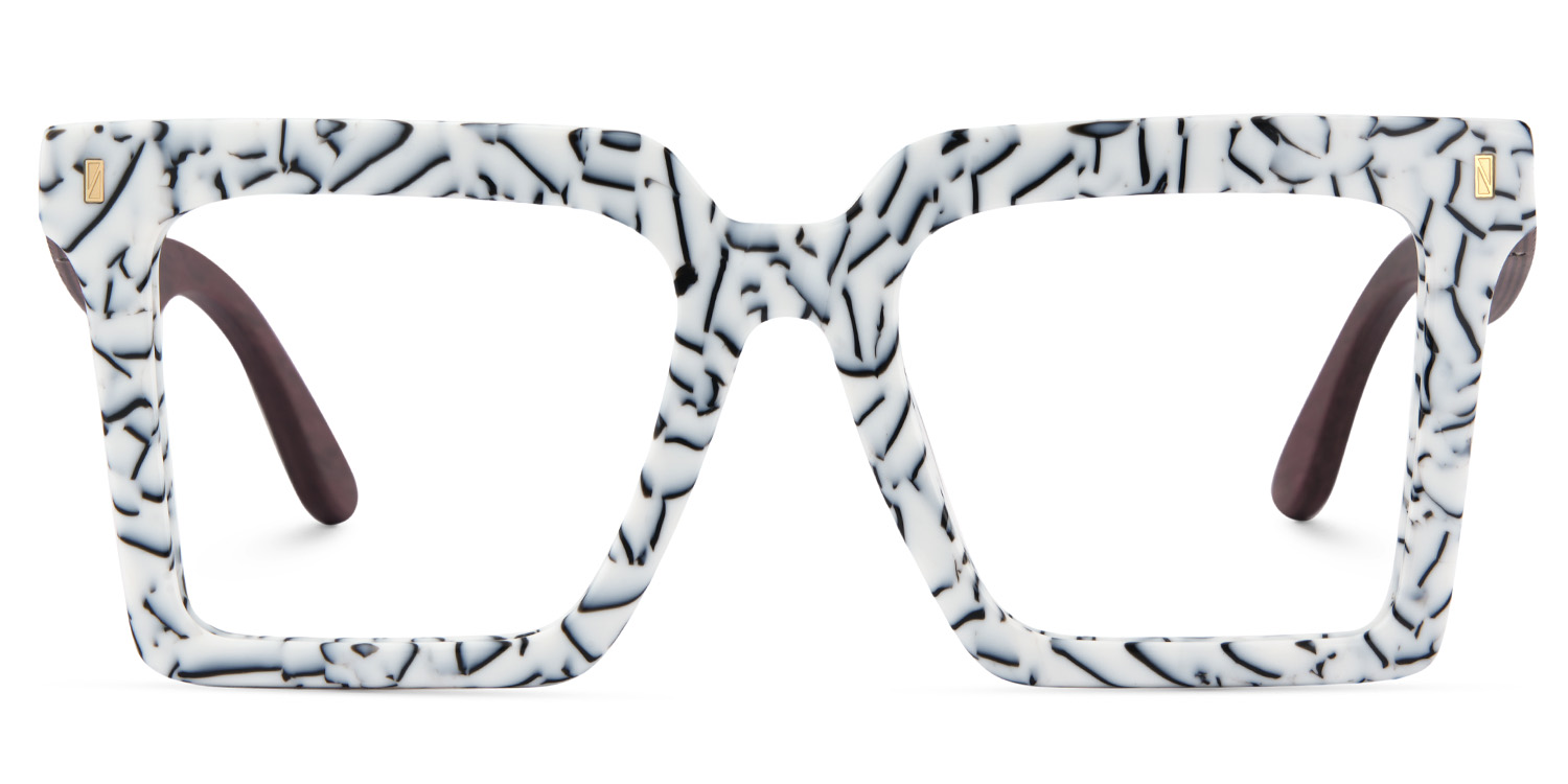 Pierre Weiß-Blumendruck Quadratisch Brille