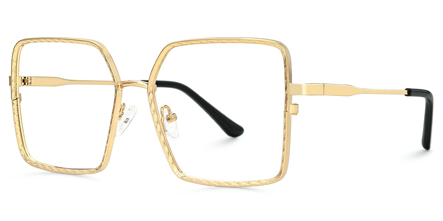 Thalia Gold Quadratisch Metall Brille1