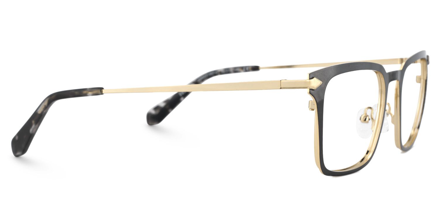Chaney Schwarz Rechteckig Metall Brille4