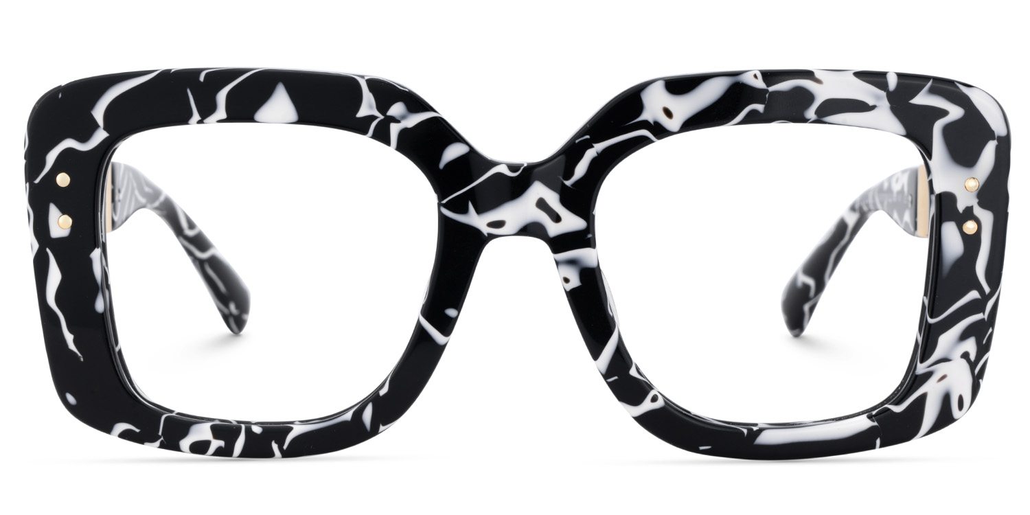 Yary Schwarz-Blumendruck Quadratisch Brille0