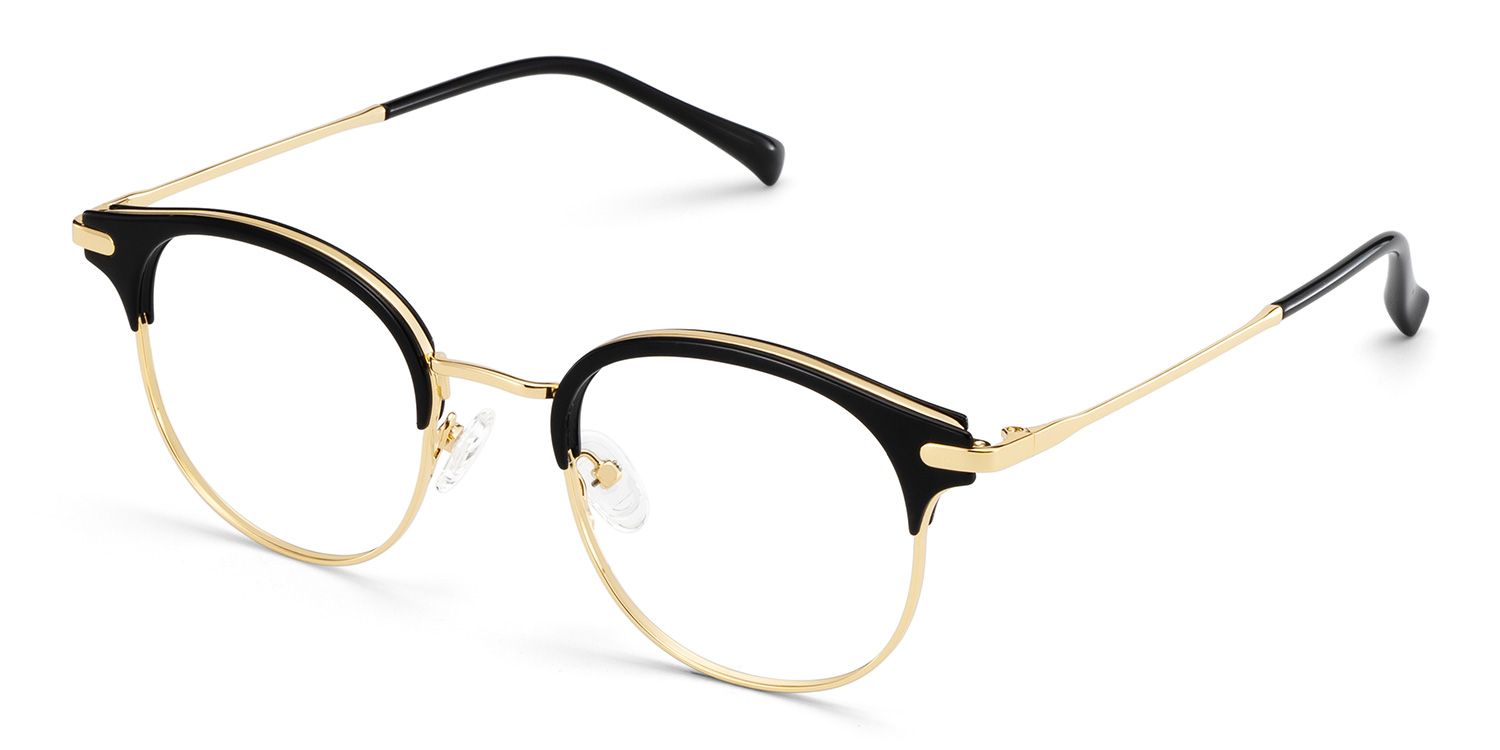 Elke Gold Browline Gemischte-Materialien Brille2