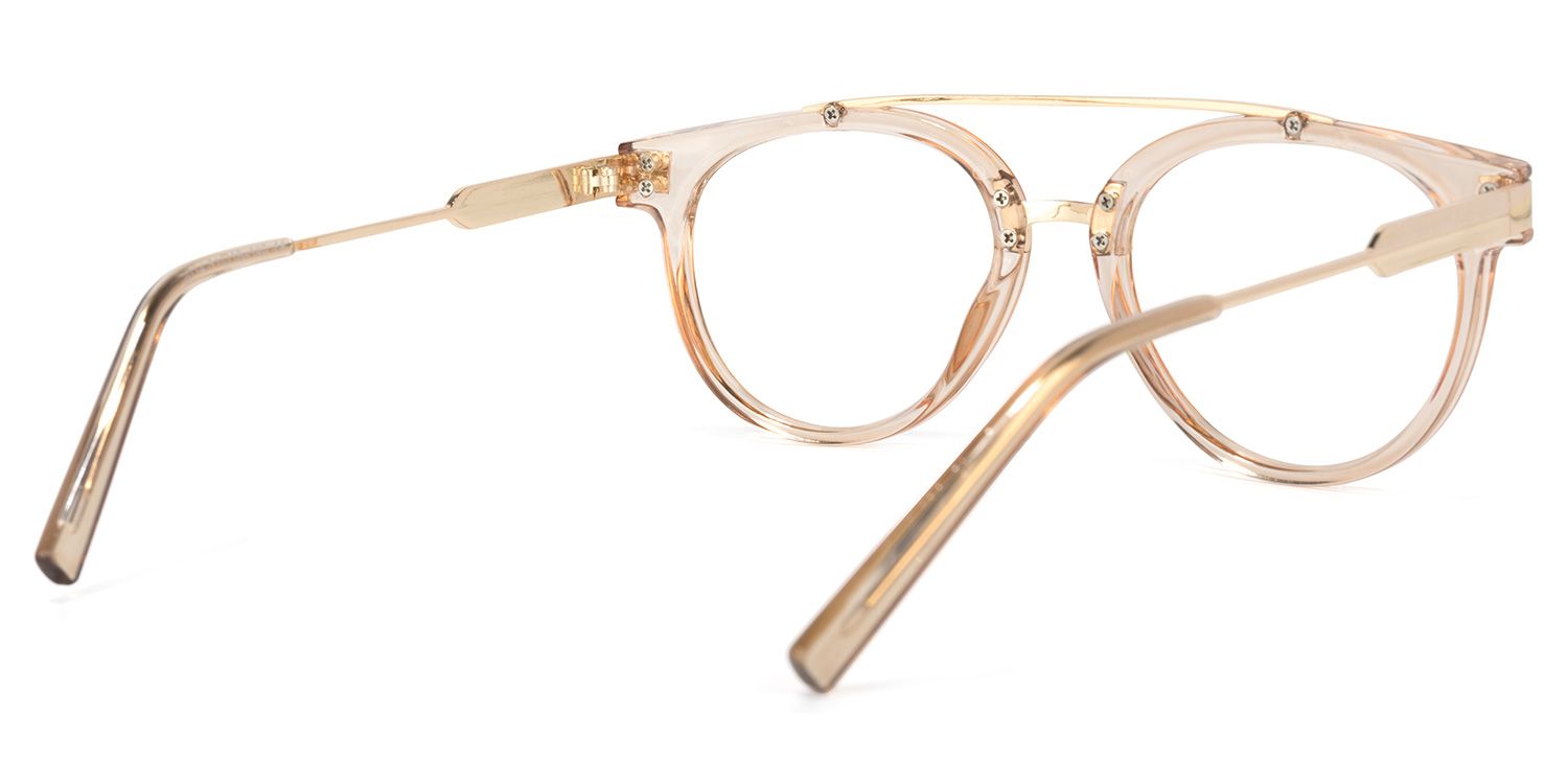 Rebekah Beige-Gold Pilot Brille4