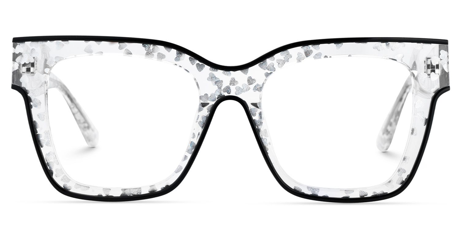 Zerica Schwarz Klar Quadratisch Acetat Brille0