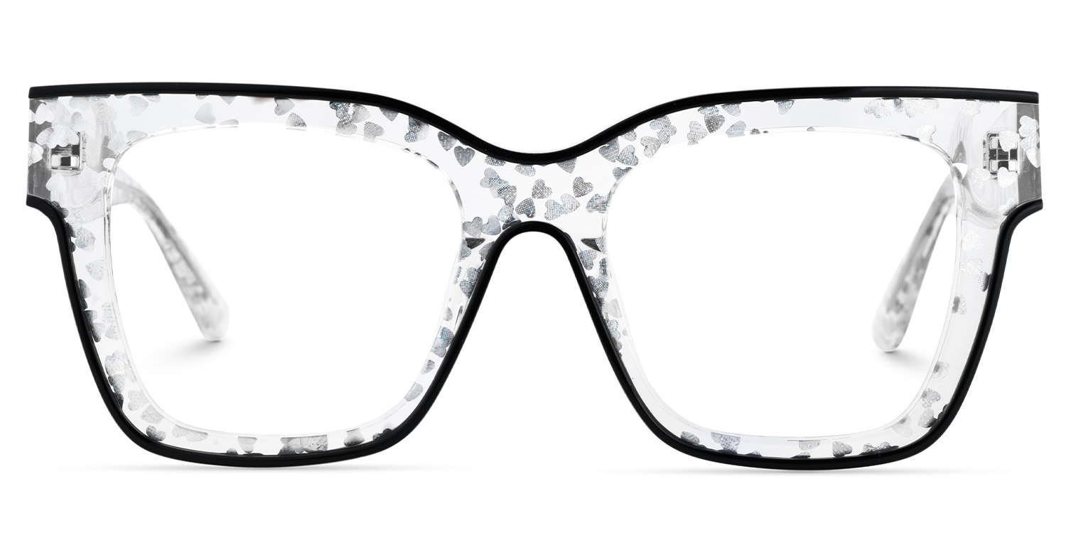 Zerica Schwarz Kristall Quadratisch Brille0