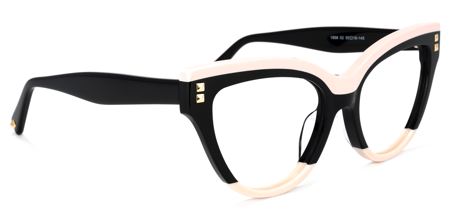 Cascata Schwarz Weiß Cat Eye Brille2