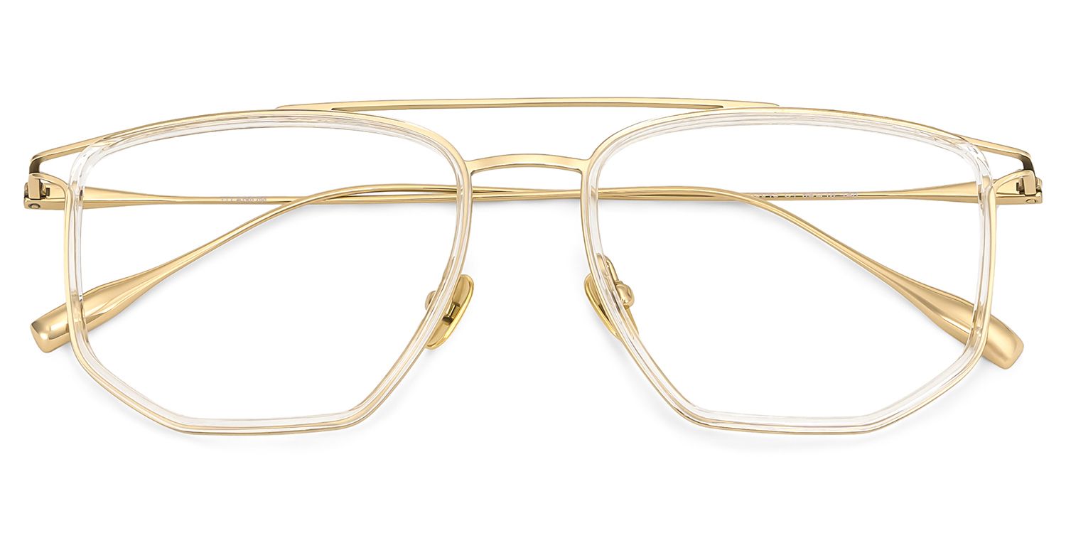 Nico Gold-Klar Pilot Gemischte-Materialien Brille1