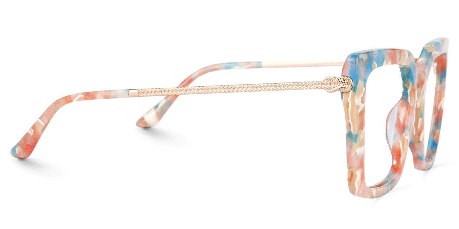 Flora Orange-Bunt Quadratisch Brille4