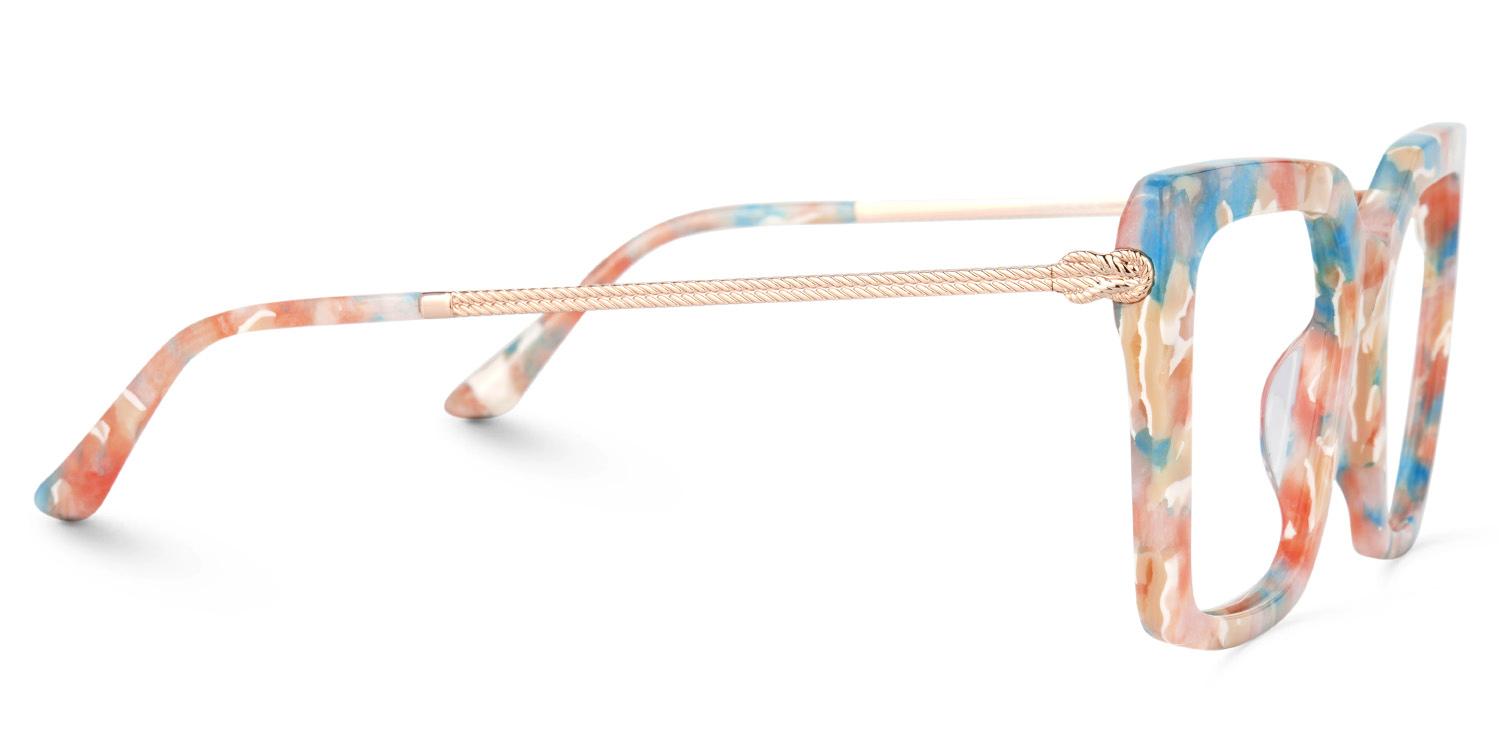Flora Orange-Bunt Quadratisch Brille4