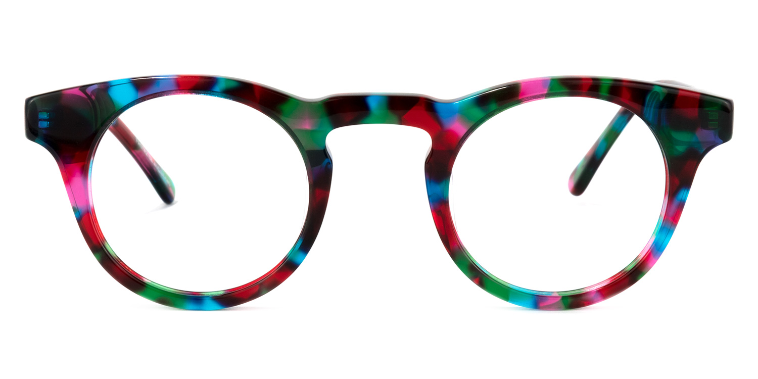 Abigail Rot/Schwarz/Grün Blumenmuster Runde Brille0