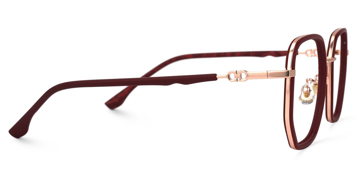 Kimi Dunkelrot Geometrisch Brille3