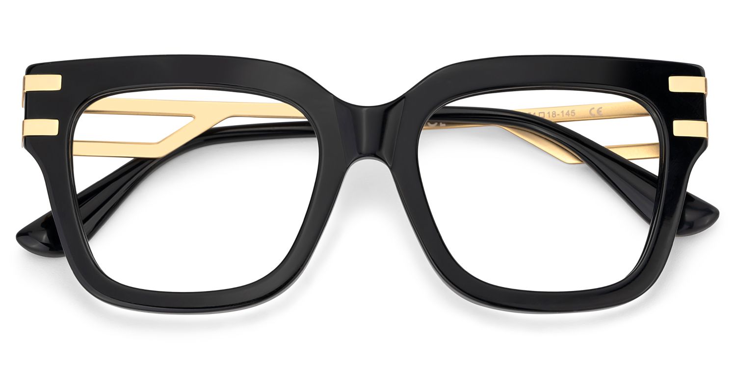 Lidia Schwarz Quadratisch Gemischte-Materialien Brille3