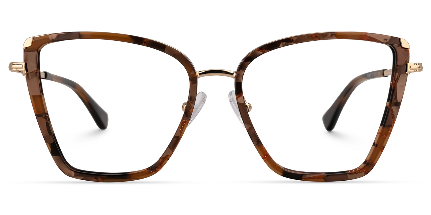 Asser Blumendruck-Braun Cateye Brille0
