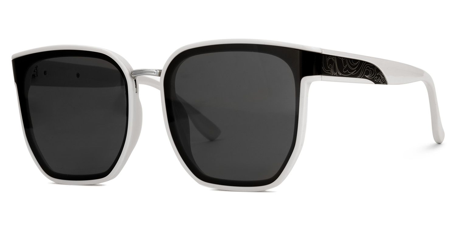 Enid Weiß-Schwarz Quadratisch TR90 Sonnenbrille1