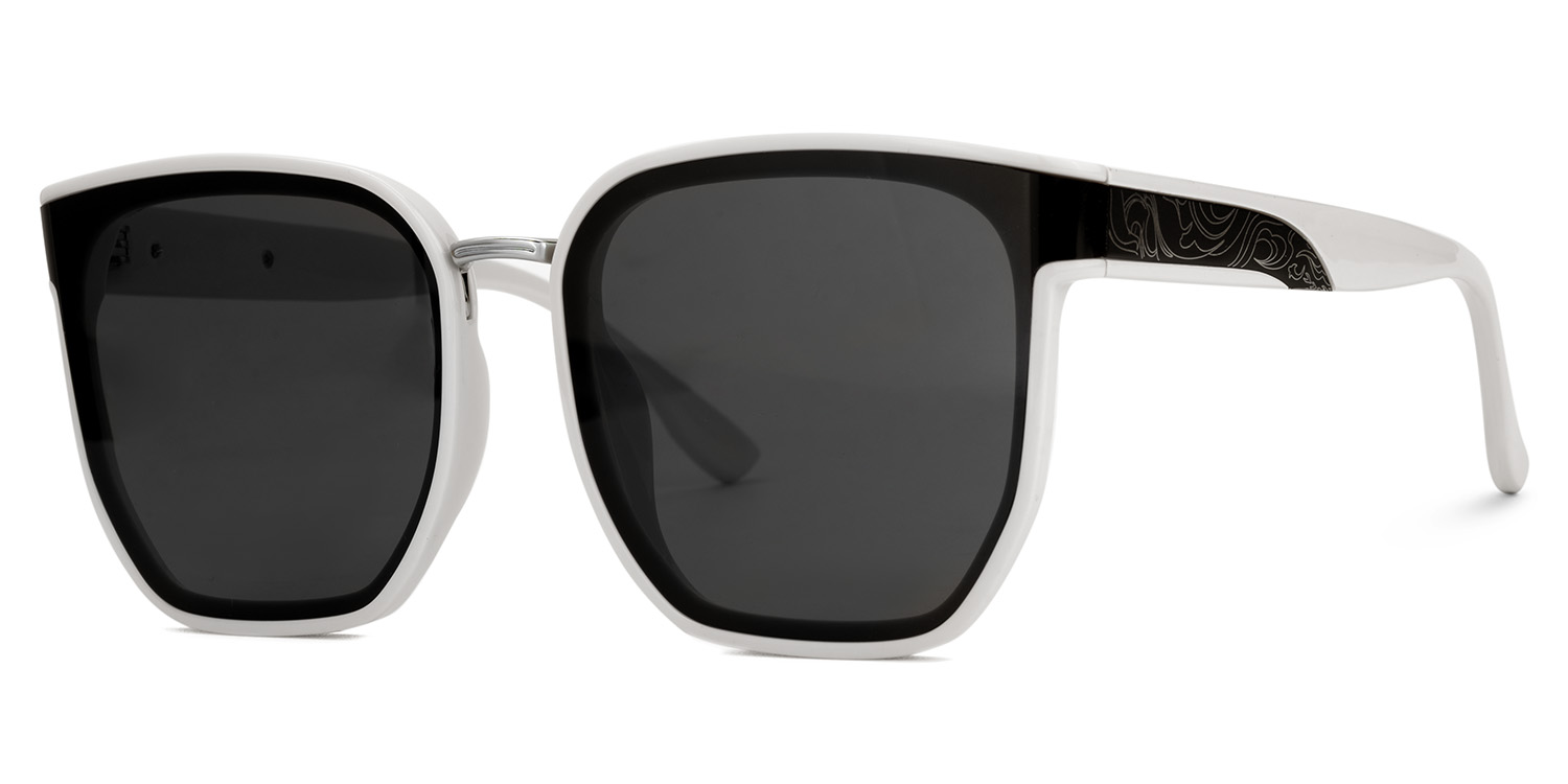 ZEELOOL Enid Weiß-Schwarz Quadratisch Sonnenbrille