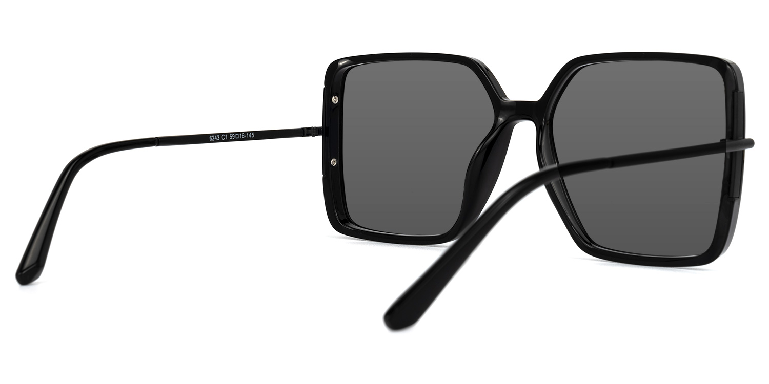 Georgia Schwarz Rechteckig Sonnenbrille2
