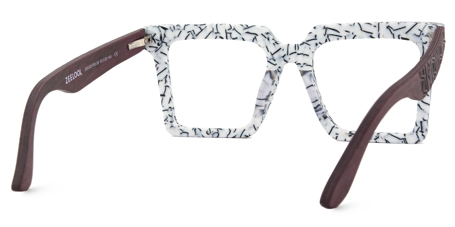 Pierre Weiß-Blumendruck Quadratisch Gemischte-Materialien Brille3