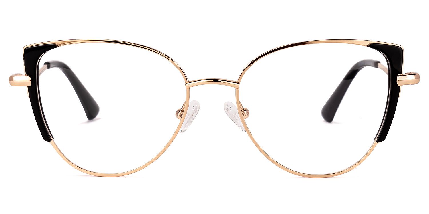 Raia Schwarz-Gold Cateye Brille0