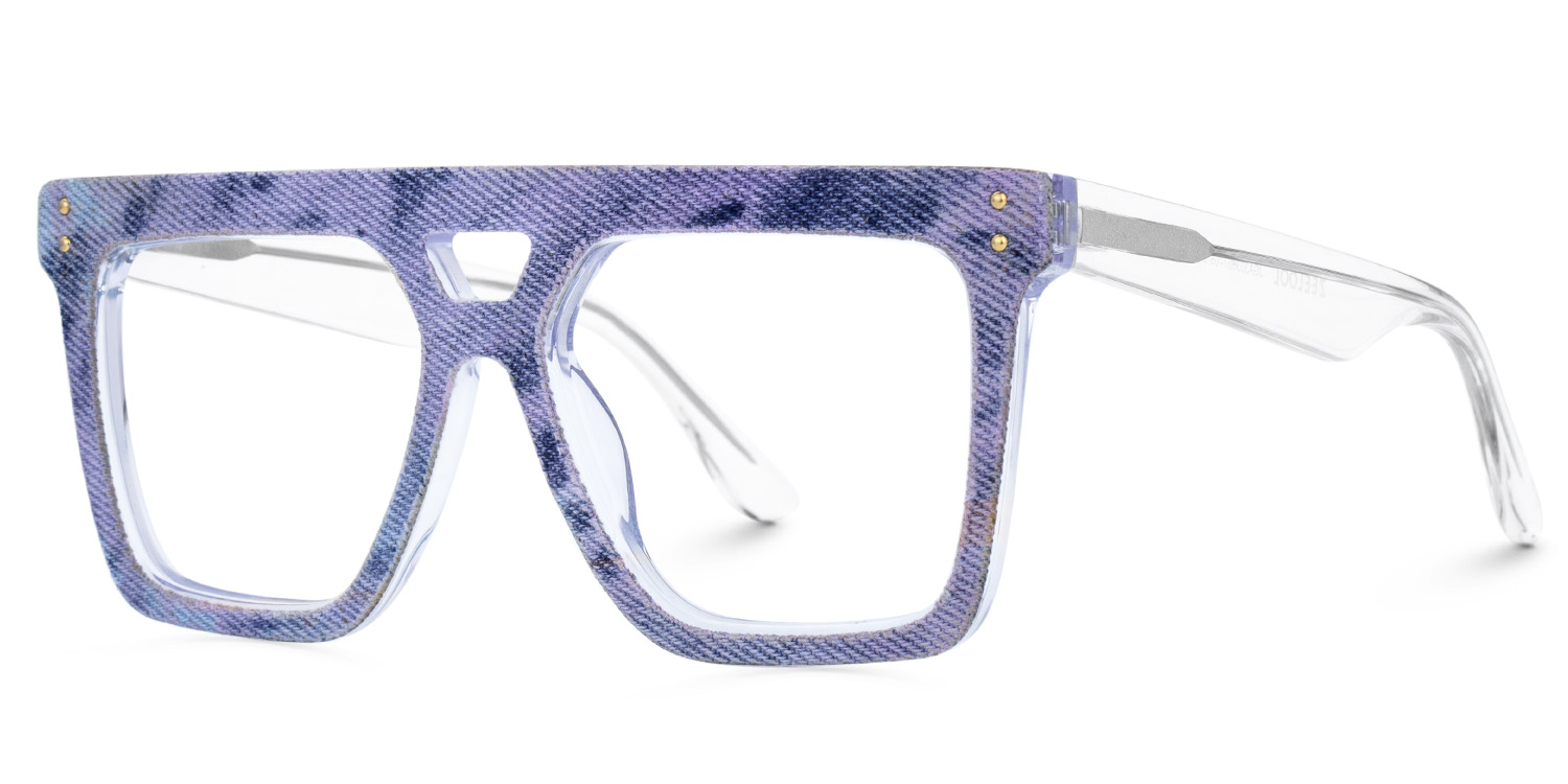 Rubin Lila-Blau Quadratisch Brille1