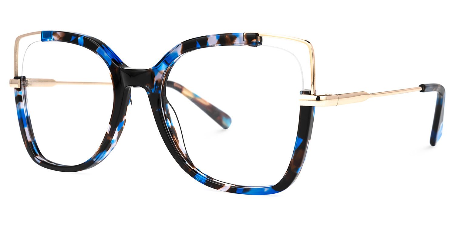Julina Blumendruck-Blau Cateye Brille1