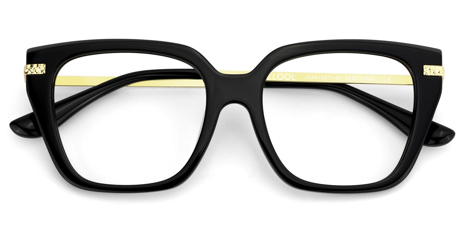 Yusbetsy Schwarz Rechteckig Gemischte-Materialien Brille1