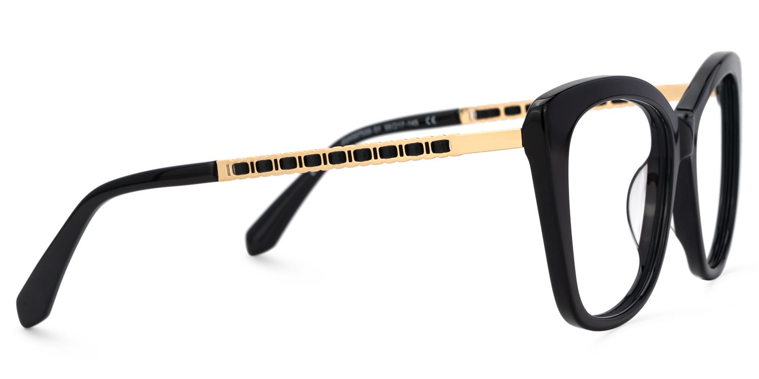 Deangela Schwarz Cateye Gemischte-Materialien Brille4