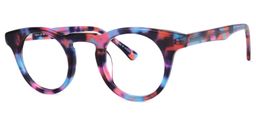 Abigail Blau/Schwarz/Rot Blumenmuster Brille1