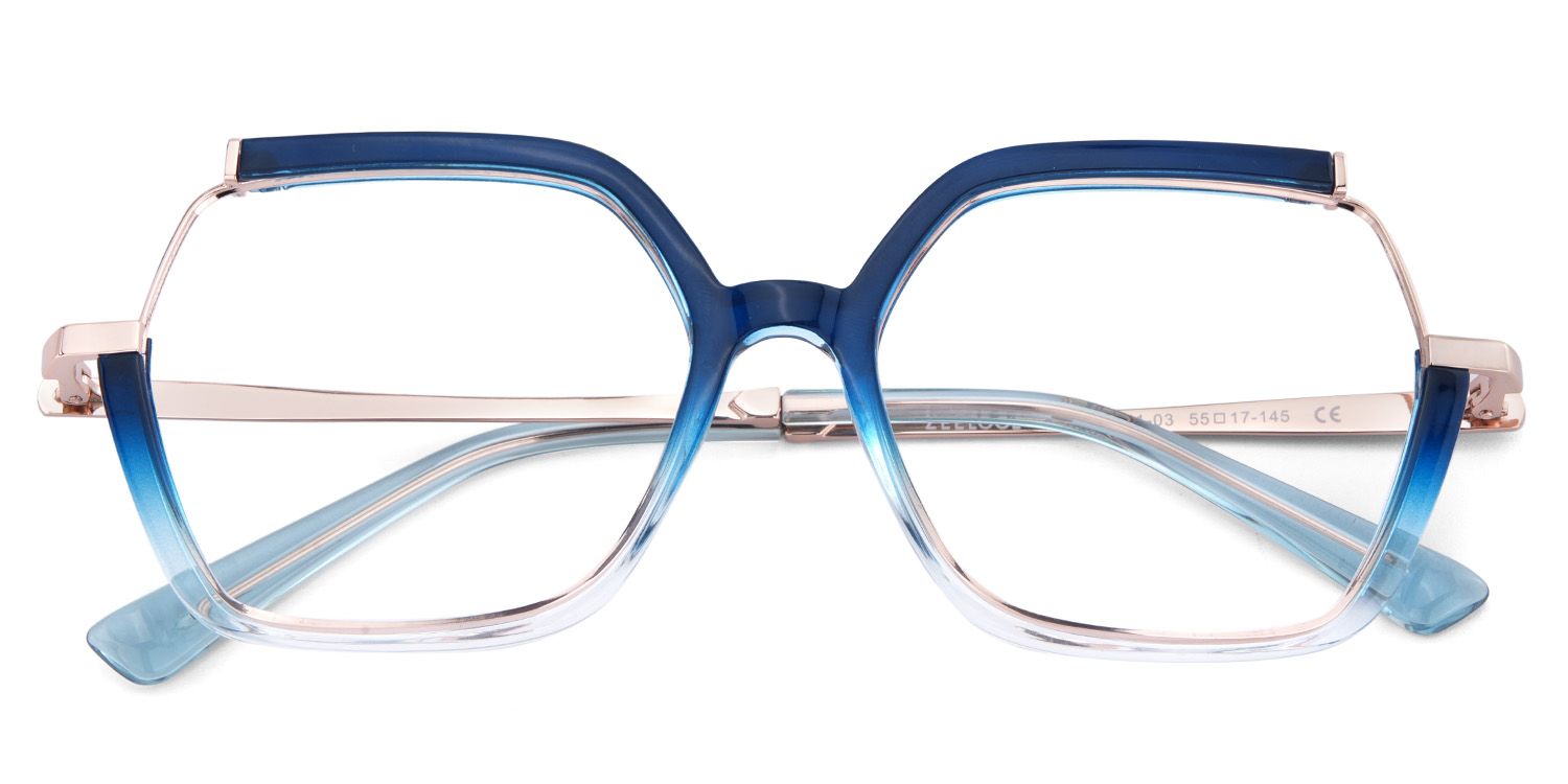 Yulisa Blau Quadratisch Gemischte Materialien Brille3