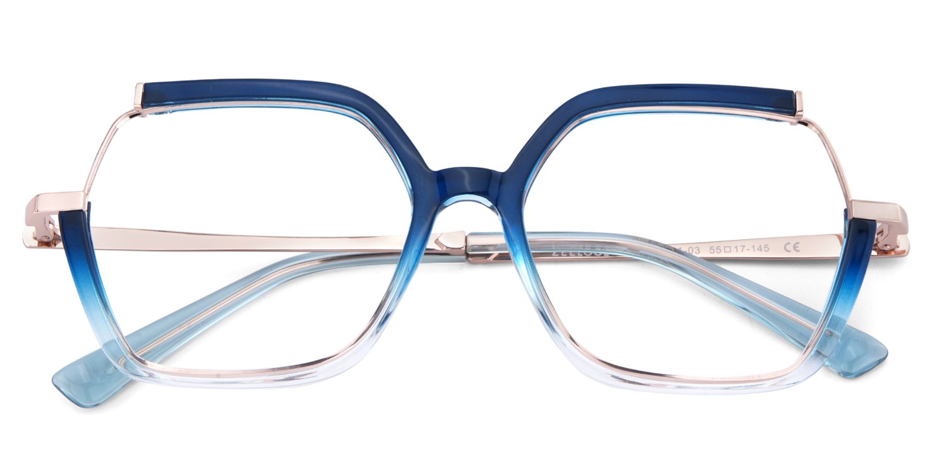 Yulisa Blau Quadratisch Gemischte Materialien Brille3