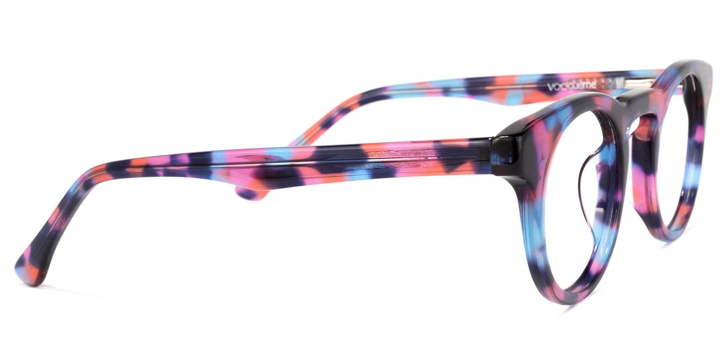 Abigail Blau/Schwarz/Rot Blumenmuster Brille3