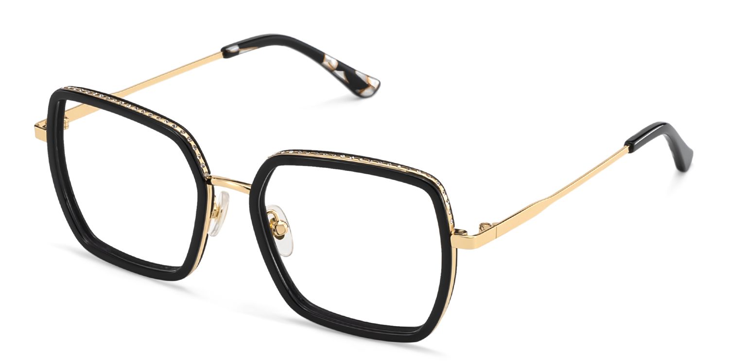 Fiona Schwarz Quadratisch Gemischte-Materialien Brille4