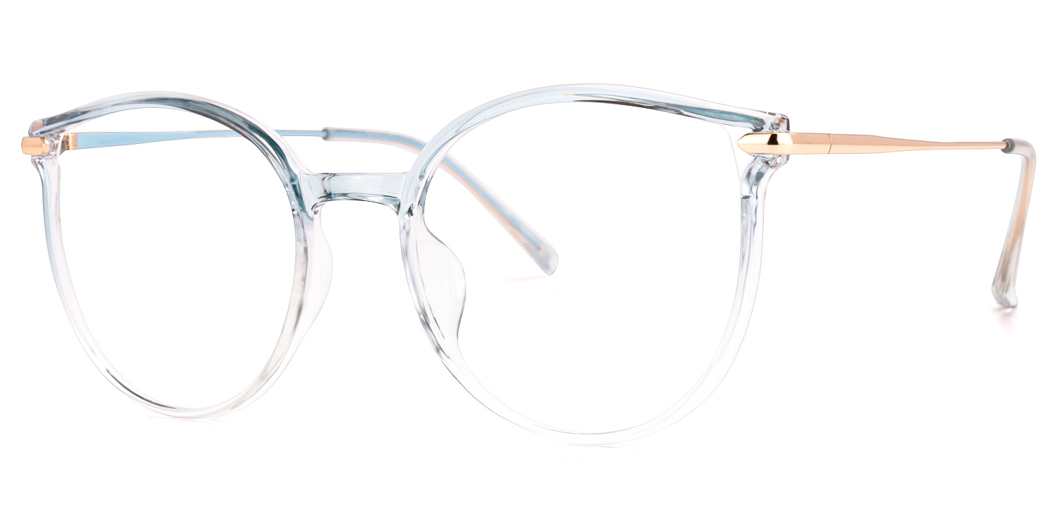 Yadejah Blau Kristall Cateye Brille1